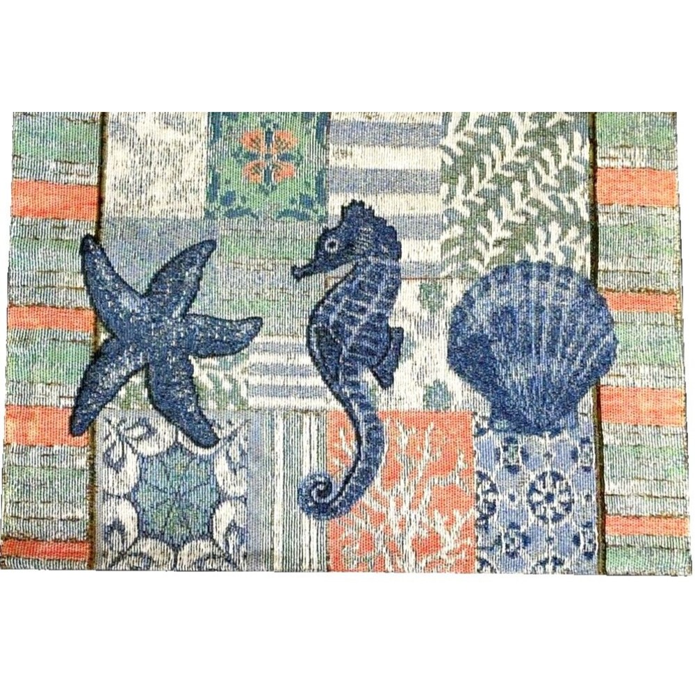 Windham Starfish Sea Horse Shell Placemats Tapestry Beach Summer Home Set of 4